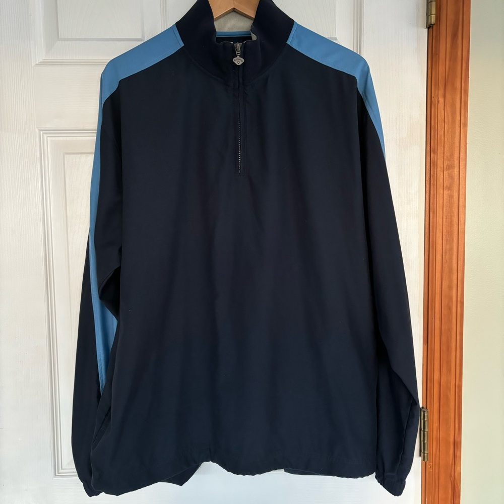 Callaway Golf Pullover Mens SZ Large Blue 1/4 Quarter Zip L/S Draw String Hem